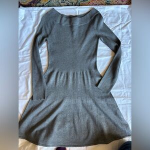 White House Black Market Gray Ribbed Long Sleeve Sweater Dress size M